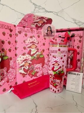Stanley Red Strawberry Shortcake Tumbler with Straw and Straw Topper